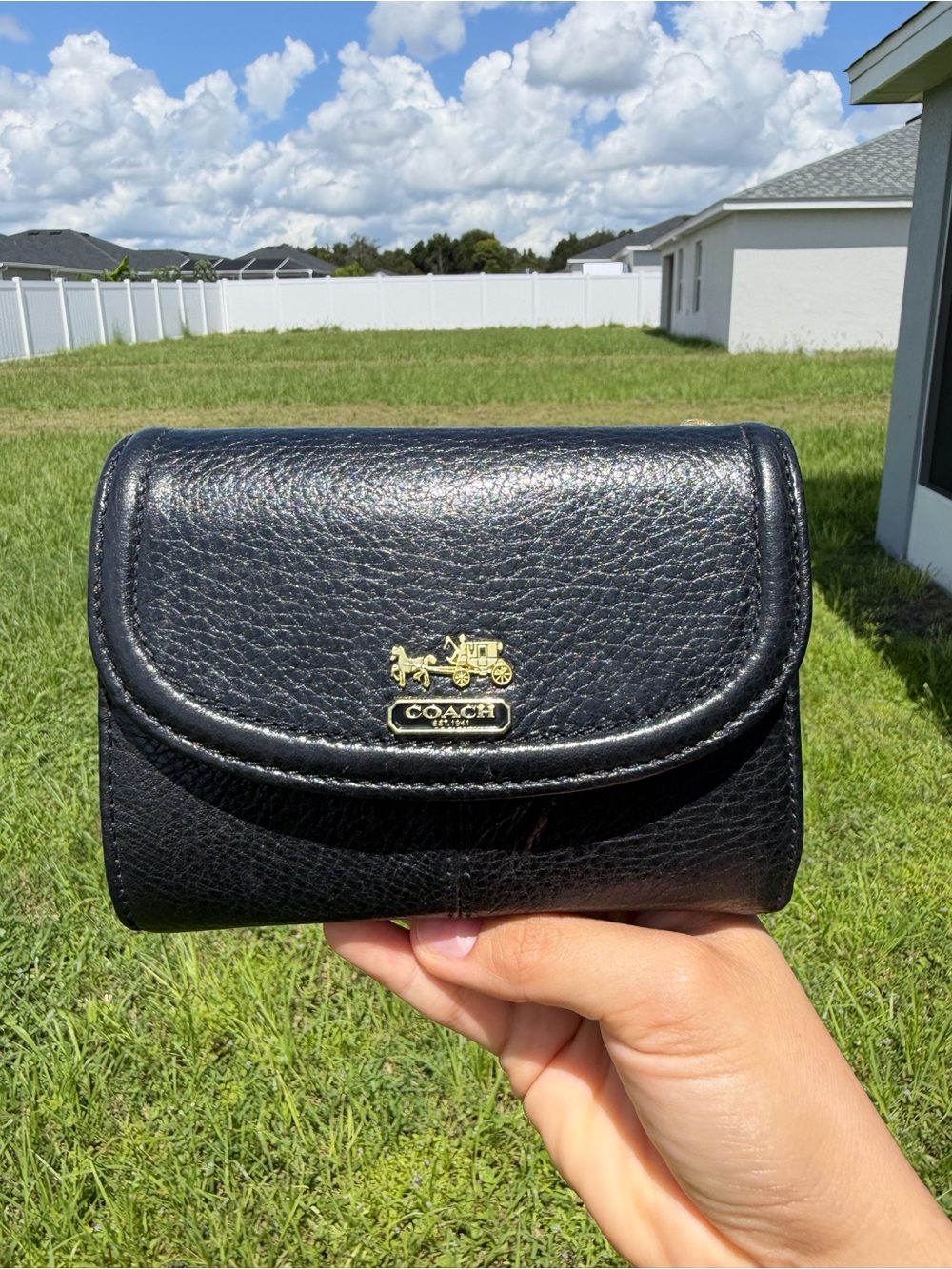 adidas Black Leather Card Holder with Gold Emblem